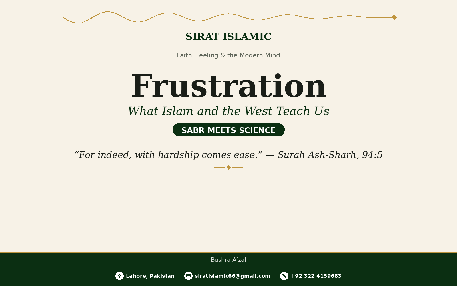 Frustration: A Story of What Islam and the West Teach Us