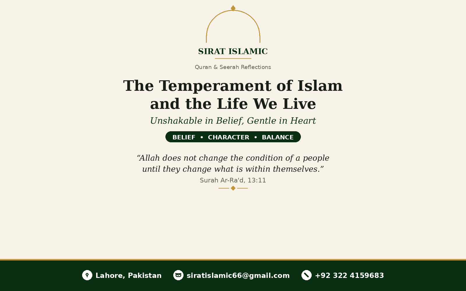 The Temperament of Islam and the Life We Live